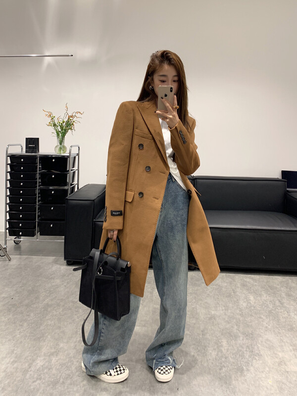 【VANESSA】Korean Double Breasted Simple Loose Coat 510# OZQ