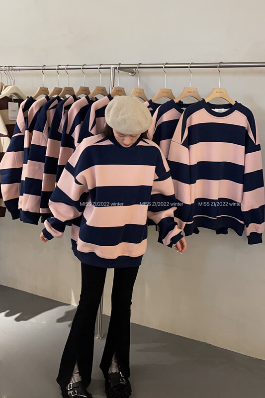 【MISS ZI】Korean style wide strip thickened sweater (composite fleece winter essential) 3502# CQW