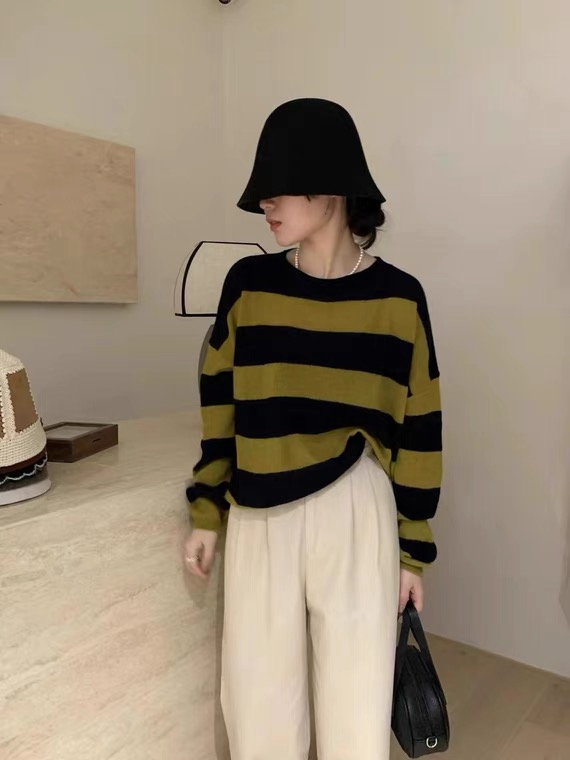 【SUSAN】Korean Style Contrast Stripe Warm Sweater 81997# LSW