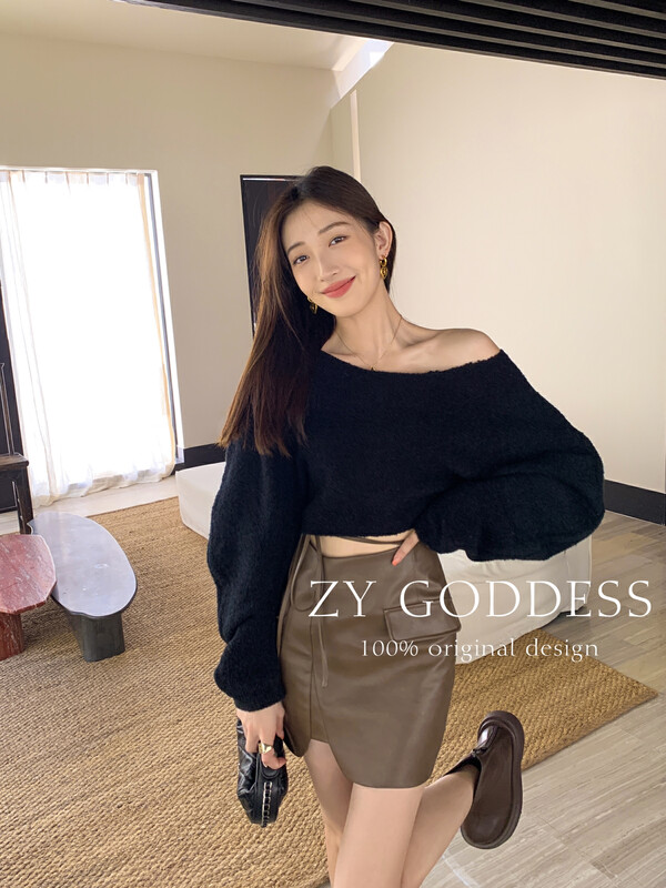 [ZY] Suli wool banana sleeve two-wear short sweater knitted sweater (including 40 wool) M22
