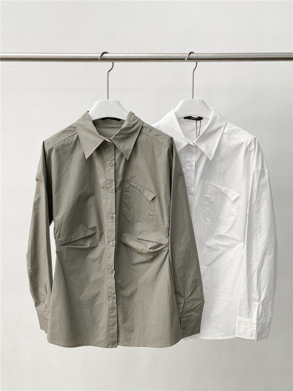 New in early autumn! [WHITE] Korean single-breasted solid color shirt YS1-YS1-XC9-B-10065# GYJ