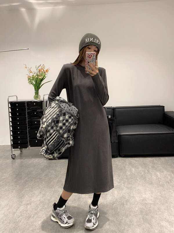 New in winter! 【VANESSA】 Thickened pit strip all-match shift dress 8038# OZQ