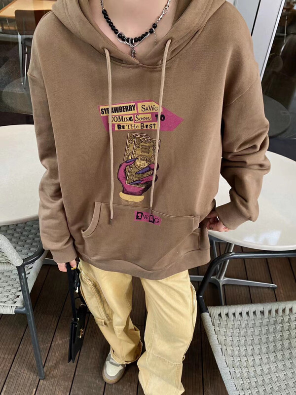 New in winter! [YT] Letter printed hooded all-match sweater WY58183# PCZ