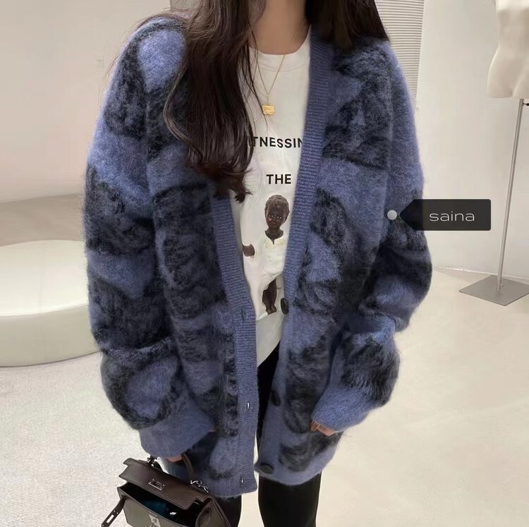 Original price 404.95! [SAINA FASHION] Korean version loose and simple custom mohair knitted cardigan 60173# CLS