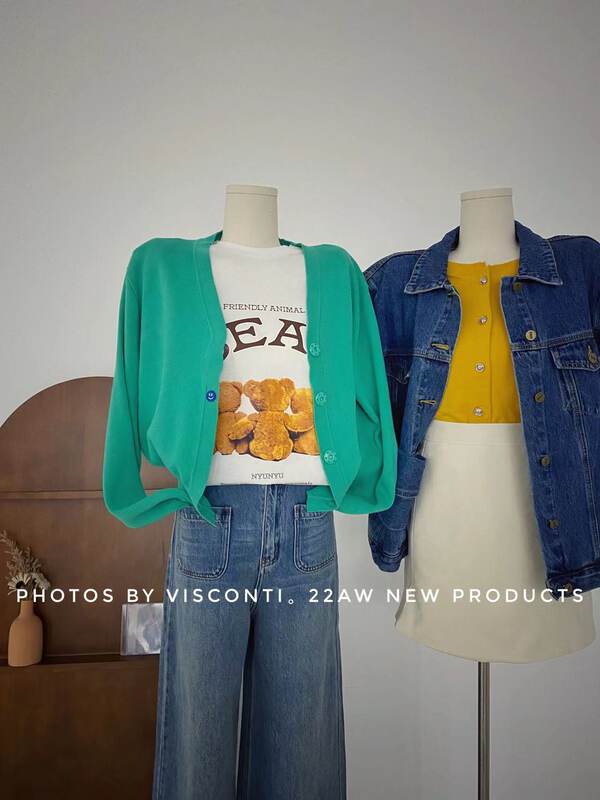New in autumn! [C Ouni] Letter cartoon print short-sleeved T-shirt C220-S1018# GYJ