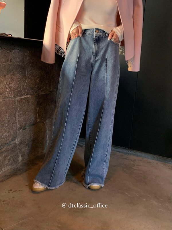 New in autumn!【DT CLASSIC】Crimped raw edge wide-leg jeans D5220# JHY