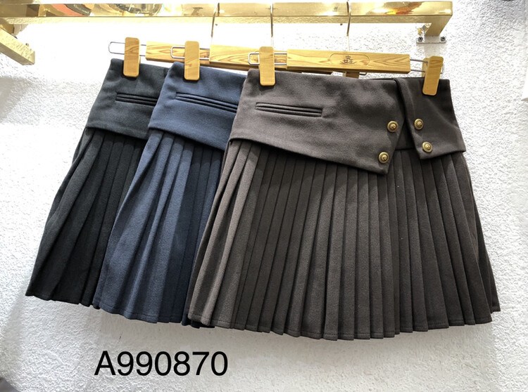 【QUEEN QUEEN】High waist pleated comfortable all-match skirt A990870# CL
