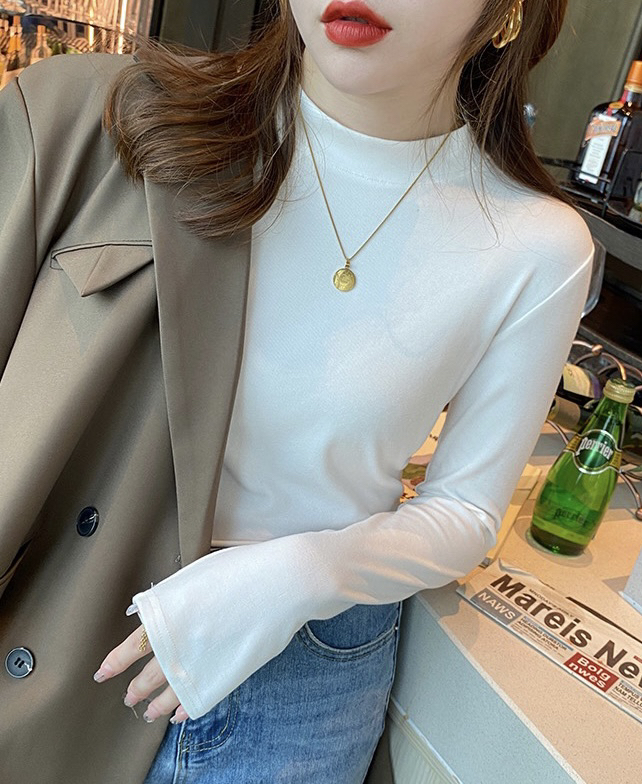 New in autumn! [Blue Show] Modal all-match semi-high collar bottoming shirt 6312# LSW