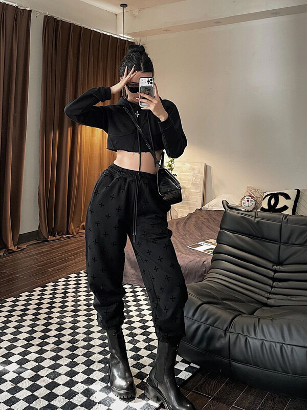 【YT】Full Cross Flocking Sports Casual Pants K59180# PCZ