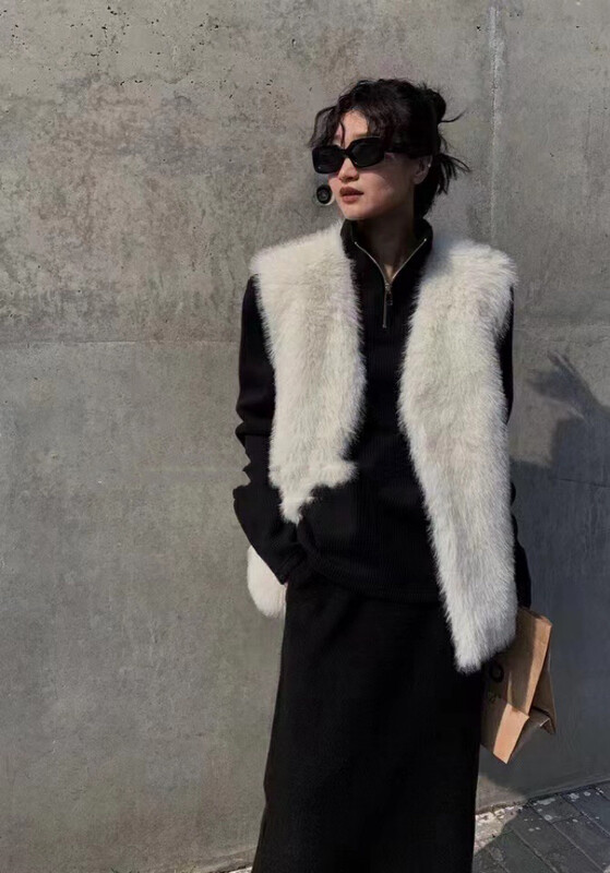 【MINI NI】Versatile Faux Fur Loose Vest 9405# PCZ