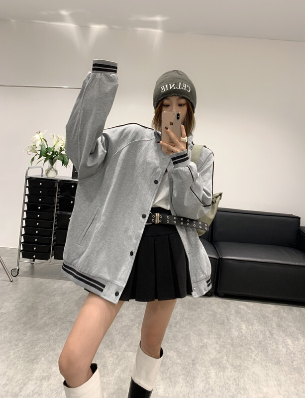 New in winter! [VANESSA] Korean loose baseball jacket with embroidered letters on the back 063# OZQ