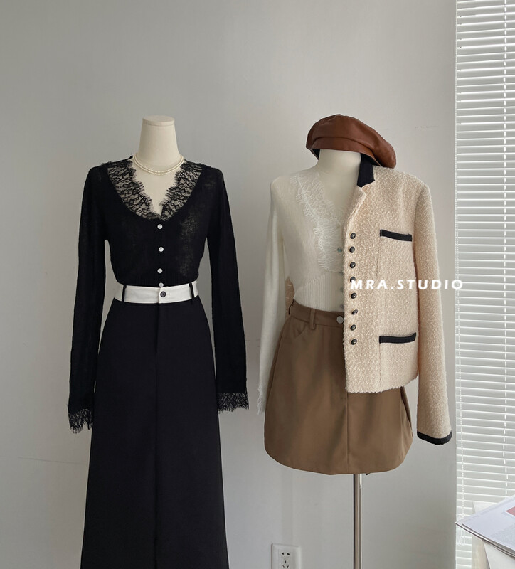[MRA] Pure Desire Lace Splicing Thin Knit Cardigan (Only Knitwear) KU220