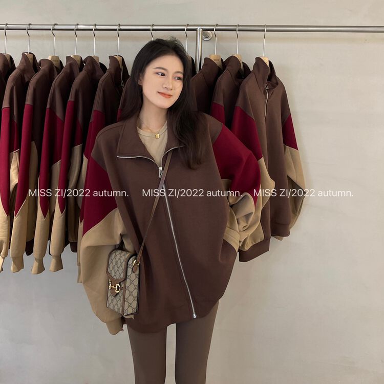 【MISS ZI】Korean style autumn casual solid color color matching versatile coat short coat 3338# CQW