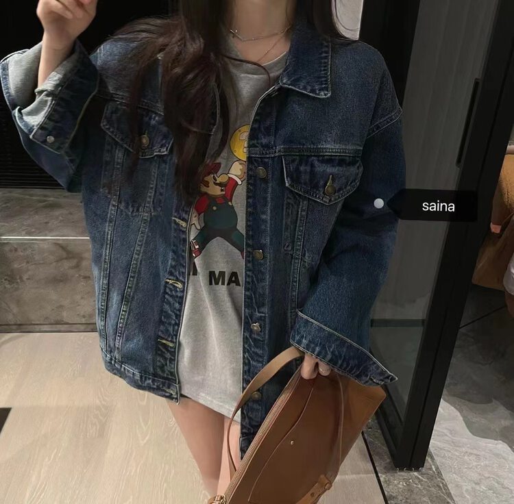【SAINA FASHION】Korean style fashion back embroidered all-match denim jacket NZ1152# CLS