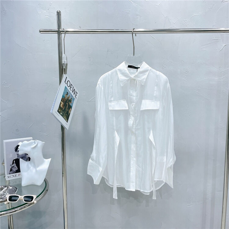 New in early autumn! [WHITE] Korean version of simple solid color Tencel shirt YS1-75823# GYJ