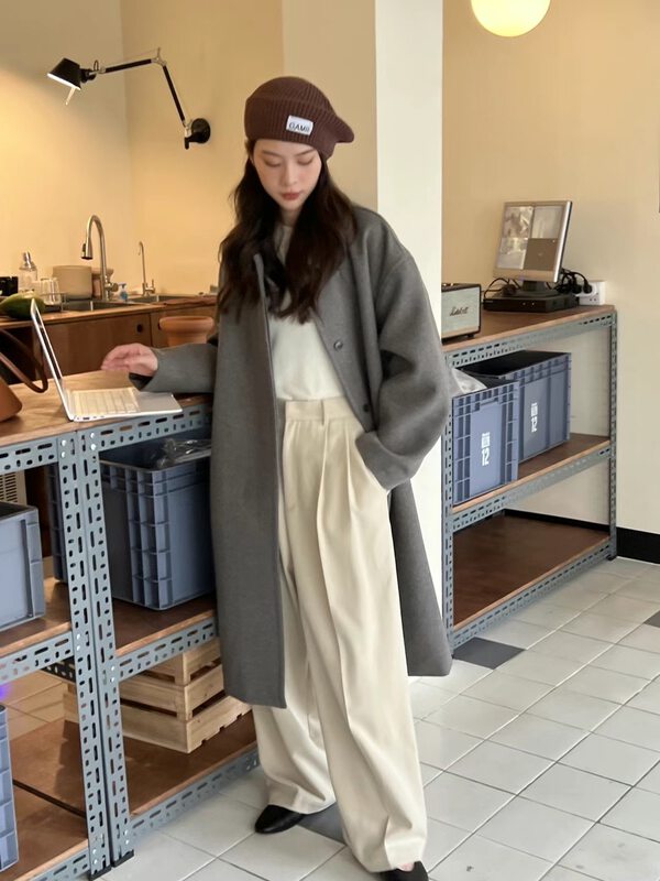 【SANBARA】Korean woolen mid-length coat 9815# LSW