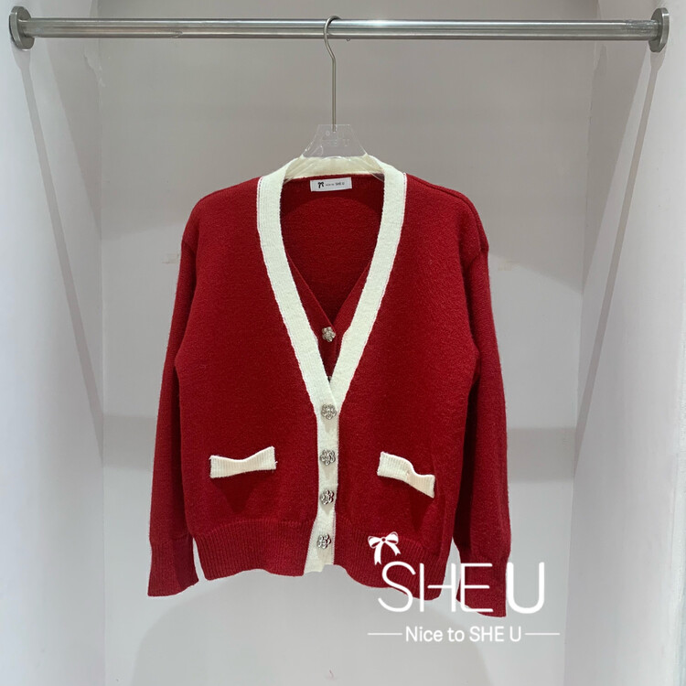 [SHE U] Two-piece knitted cardigan 70058