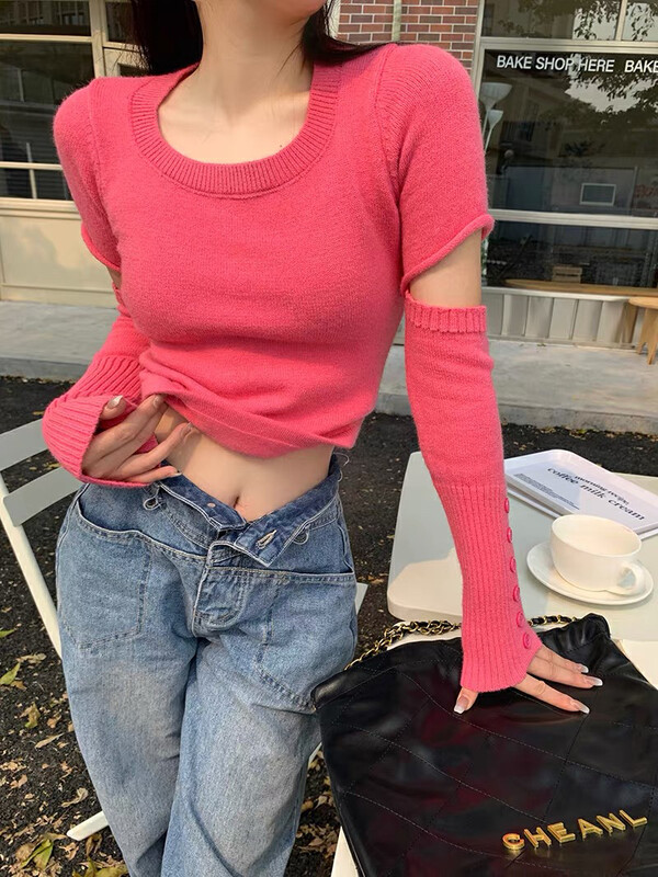 [Blue Show] Design Sense of Retro Western Style Fashion Knit Sweater 7807# LSW