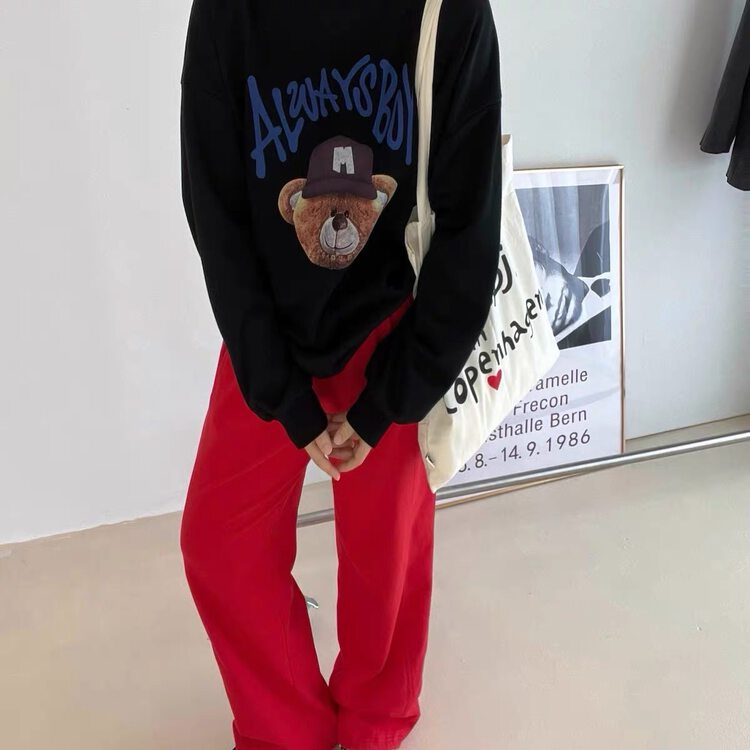 【SUSAN】Printed Long Sleeve Fleece Sweater 82121# LSW