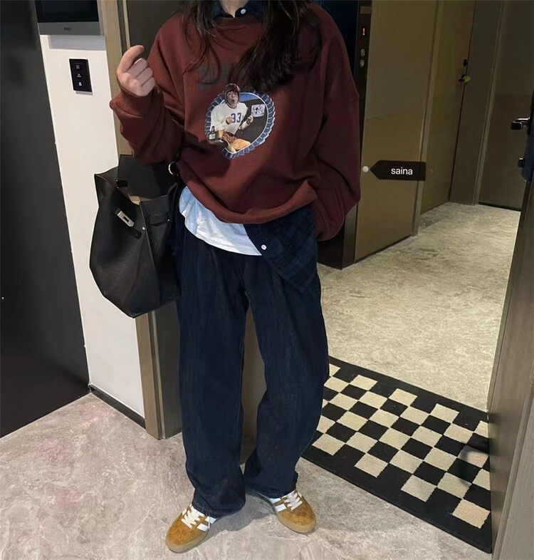 【SAINA FASHION】Simple wide leg brushed thin jeans (only sell jeans) NZ1161# CLS