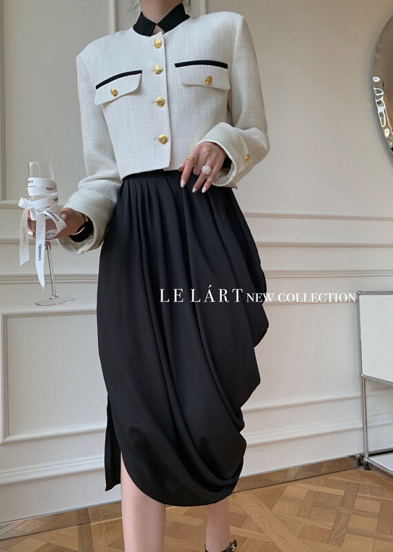 [LE LART] Original high-end fashionable French temperament irregular high waist skirt LL5209