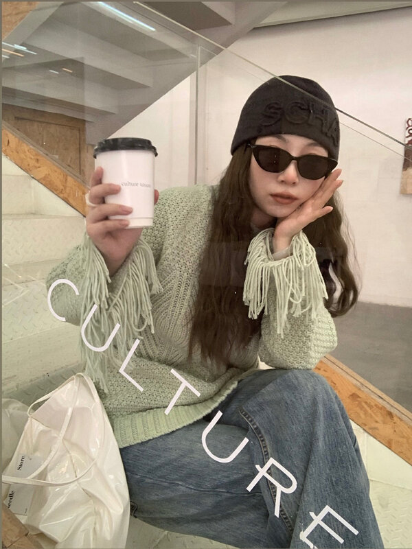 【DT CLASSIC】Round Neck Loose Design Fringed Lazy Warm Sweater D5203-LW# JHY