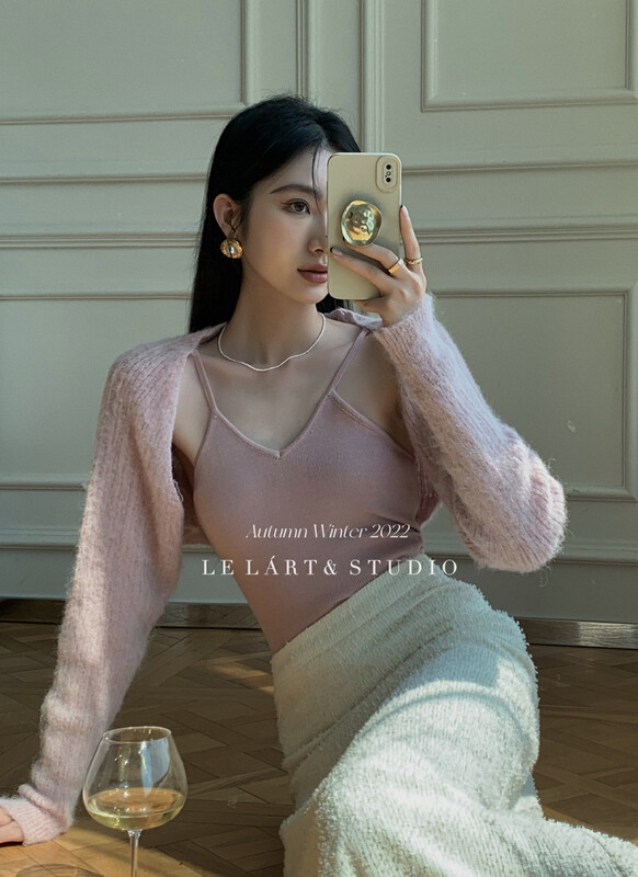 【LE LART】French Pure Desire Short Mohair Cardigan Knit Cardigan XL252# JHY