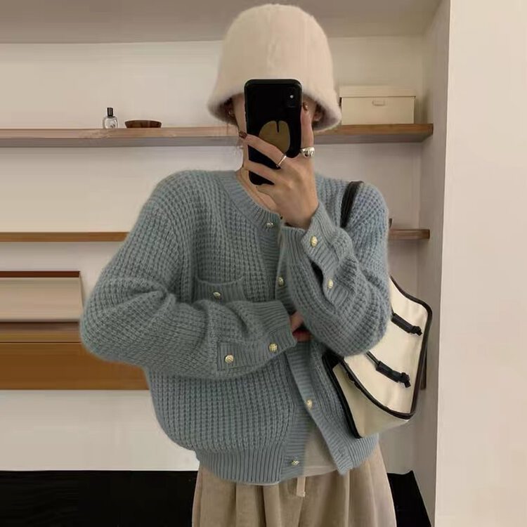 【SUSAN】Round Neck One Row Button Knit Cardigan (Without Necklace) 82065# LSW