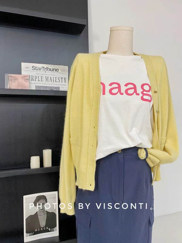 New in autumn! [C Ouni] V-neck single-breasted loose knitted cardigan C363-LU536# GYJ