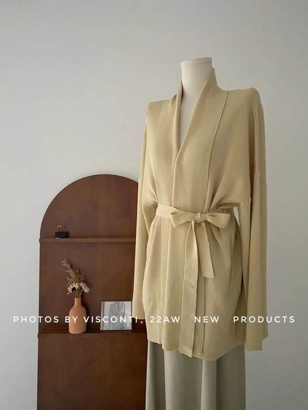New in autumn! [C Ouni] Collarless Lazy Wind Loose Knit Cardigan C500-8203-1# GYJ