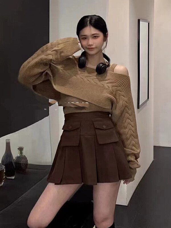 New in autumn! [MI NI] Twist pullover + inner knitted vest suit 9255# PCZ