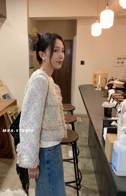 [MRA] High-quality temperament tassel small fragrance short coat D6810