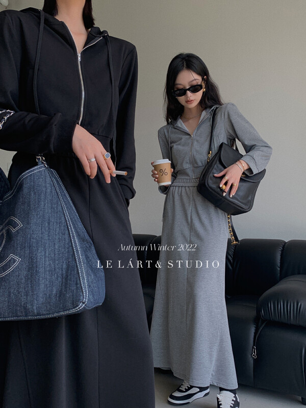 【LE LART】French casual design shoulder pads shoulder pads zipper short sweater sweater LL5775