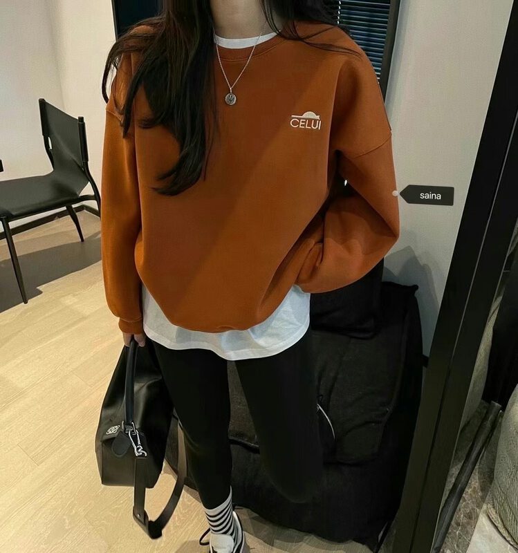 【SAINA FASHION】Korean embroidered simple solid color silhouette all-match sweater W1207# CLS
