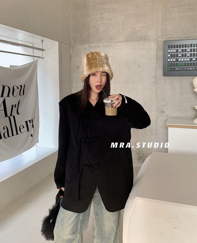 [MRA] Big-name high-end national style auspicious knot wool coat (including 100 wool) DH316