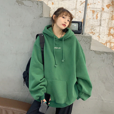 Hooded sweater women's autumn and winter new trendy brand ins loose thickening oversize lazy wind all-match coat top