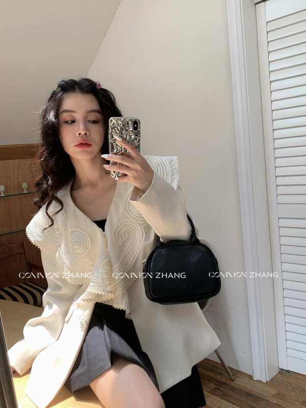 【CZ ZHANG】Fake two-piece webbing embroidered large lapel suit 82258