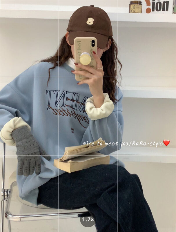 【RARA】Fake velvet two-piece casual sweater 5683# LSL