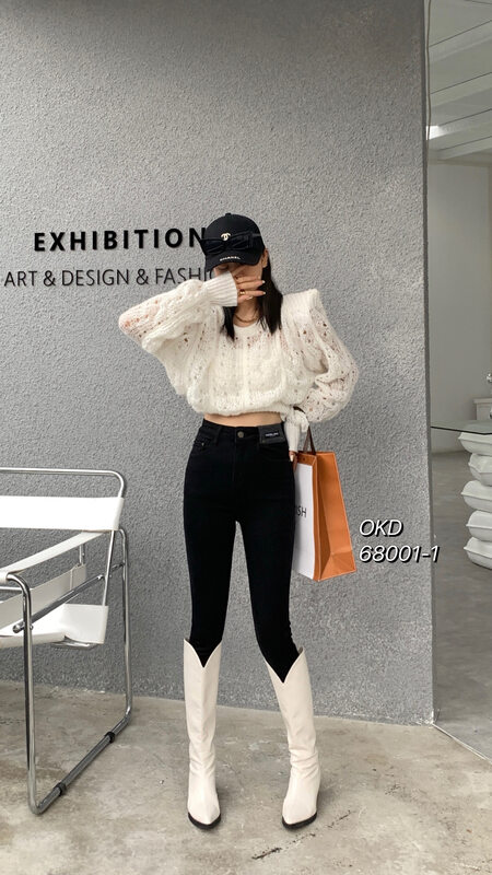 【OKD】Stretch High Waist Slim Jeans YS1-68001# GY