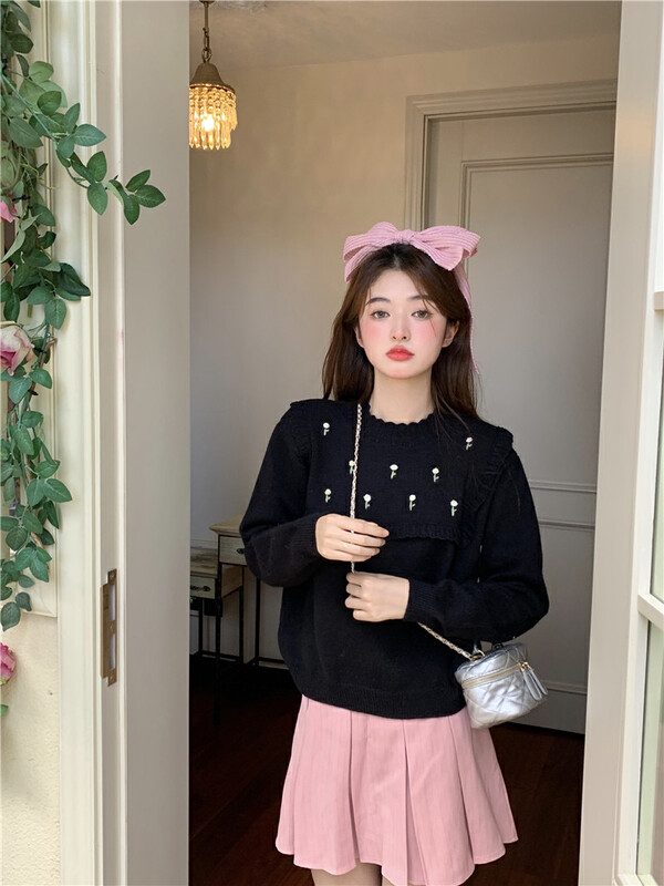 New in winter! [Timely rain] Korean style ins retro sweet and age-reducing warm sweater (only sells sweaters) 75079# WPL