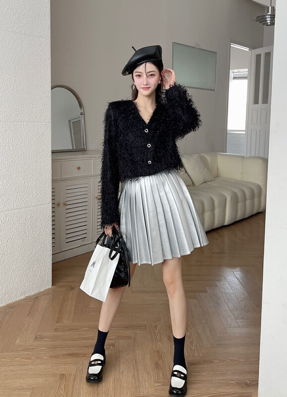 【BENYAN】lavame silver gray all-match short skirt 6559