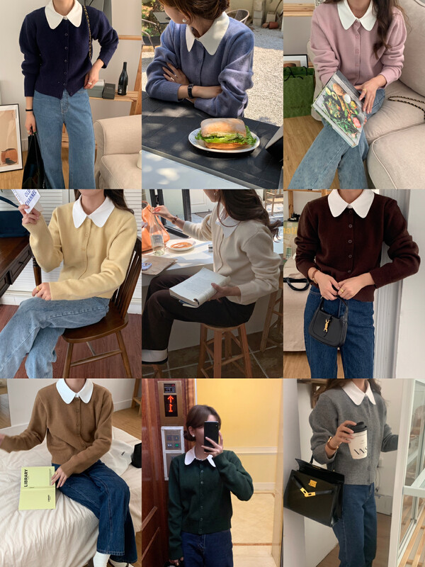 【VIVIS TYPE】Korean generation detachable shirt collar sweater cardigan warm sweater (with detachable collar) 9231# HJY