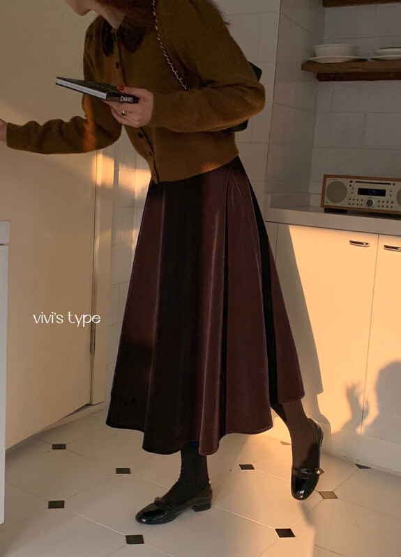 New in winter!【VIVIS TYPE】French high-end hem velvet umbrella skirt 7772# HJY