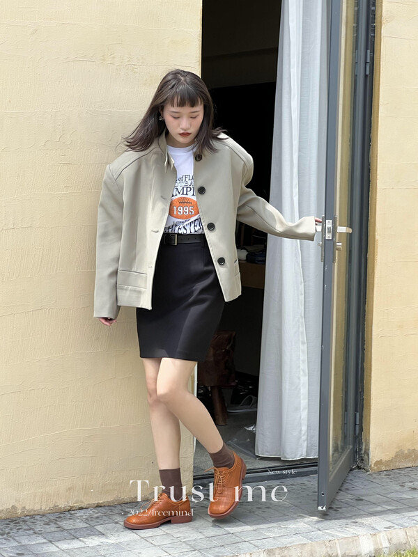 【TRUSTME】Big brand simple solid color short coat 40118# JHY