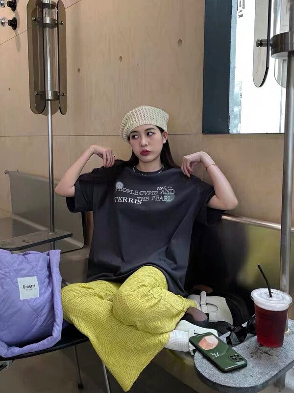Original price 73.32! [TRUSTME] Korean version of the simple casual letter all-match short-sleeved T-shirt 113-40112