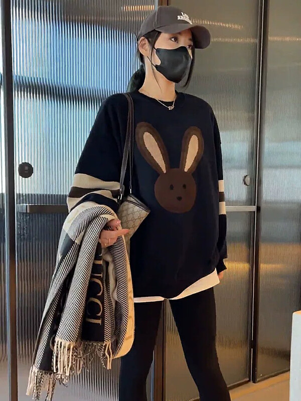 【KIKI STUDIO】Fashionable fleece embroidery thickened fashion pullover sweater 7065# HJY