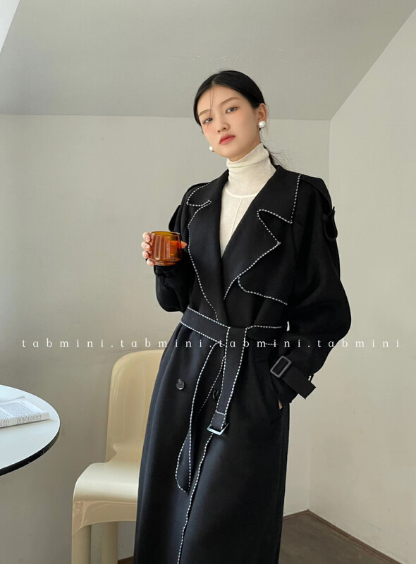【TABMINI】Long-sleeved elegant all-match coat (with belt) Q11509-J# WPL