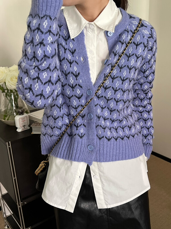 【TRUSTME】Vintage jacquard knitted sweater 40229