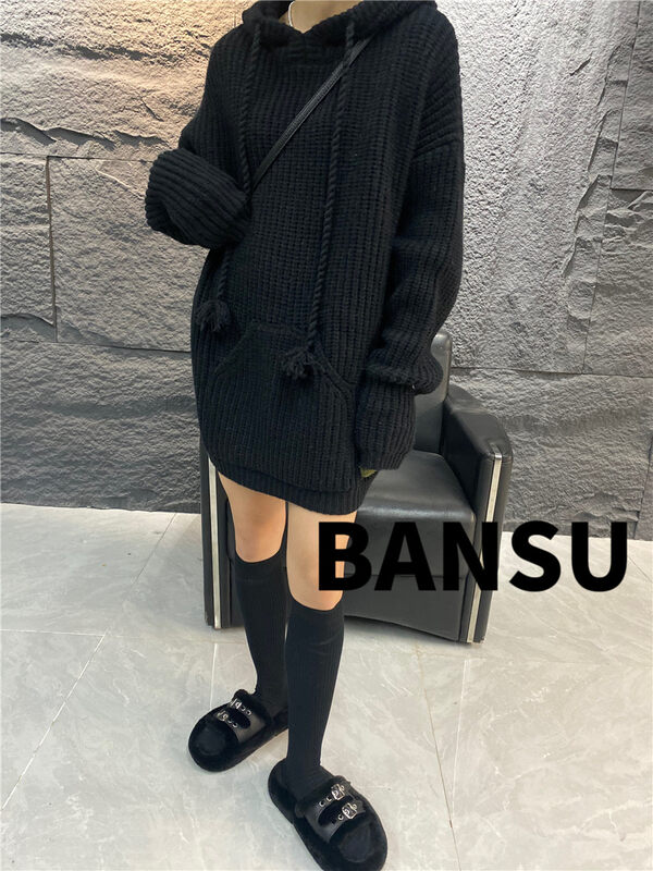 [Semi-Plain] Casual Hooded Loose Warm Sweater 8931# ZJY