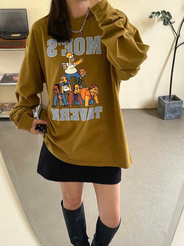 [TRUSTME] Solid Color Casual Printed Long Sleeve T-Shirt 40286